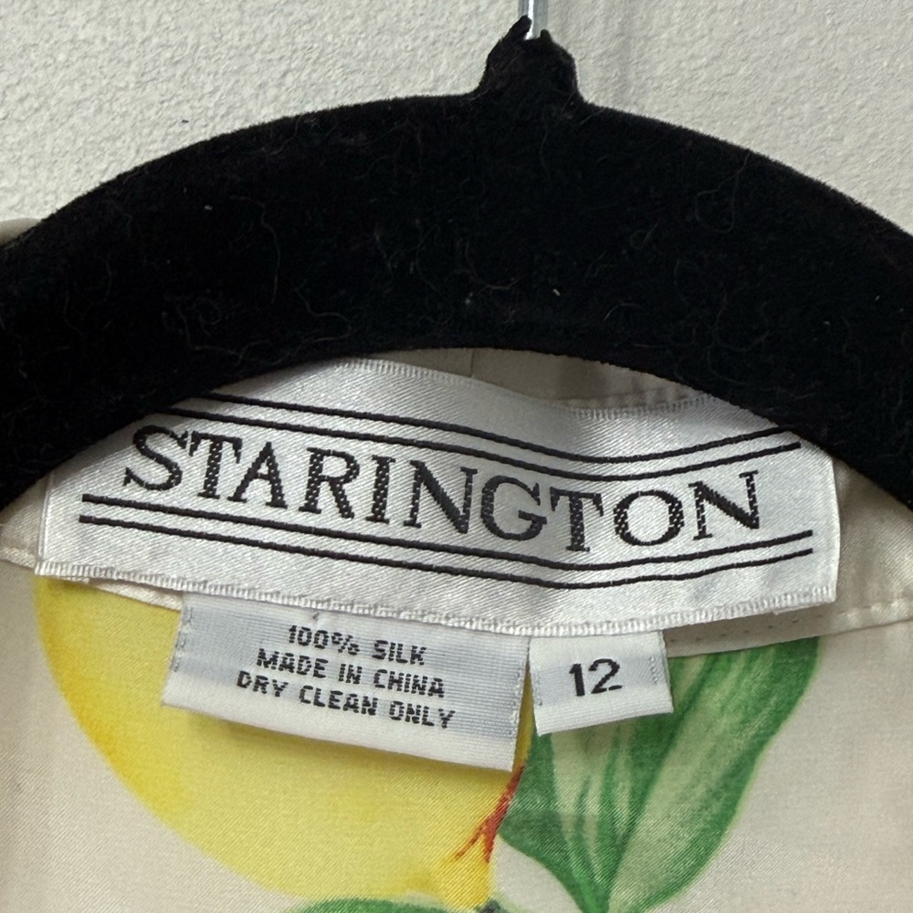 Starington Vintage Fruit Print Silk Button Up Blouse - Picture 7 of 7